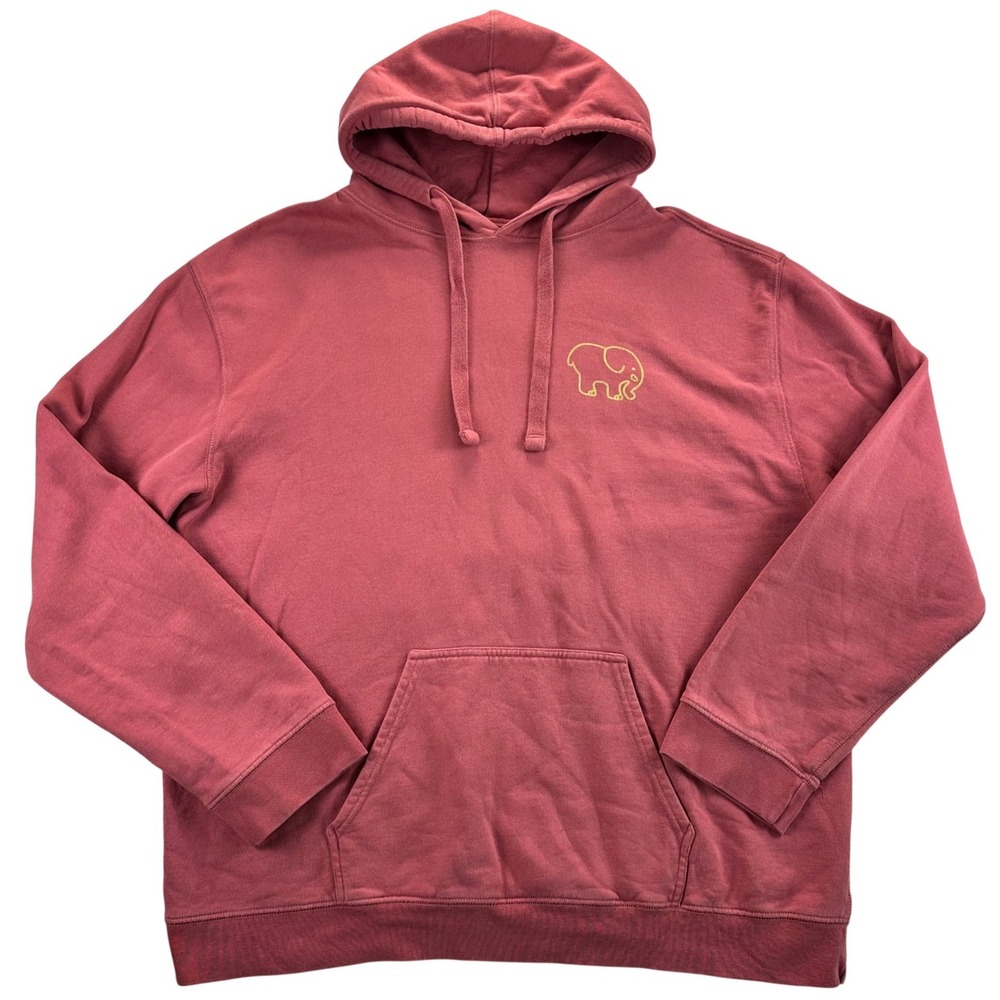 Ivory Ella Womens XL Organic Cotton Hoodie Terracotta Red Graphic Elephant Print